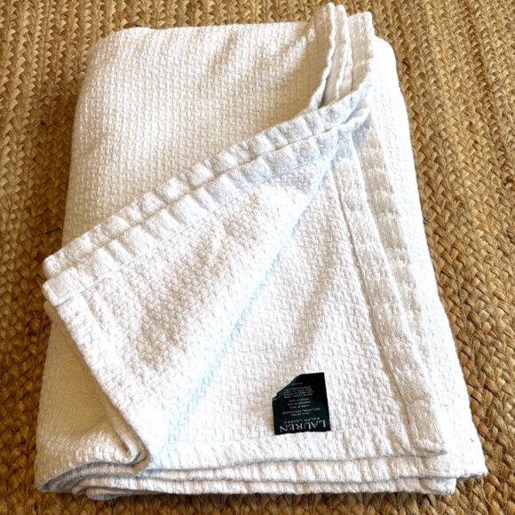 Lauren Ralph Lauren Other - Lauren Ralph Lauren Blanket 100% Cotton Full / Queen White Basketweave Luxury